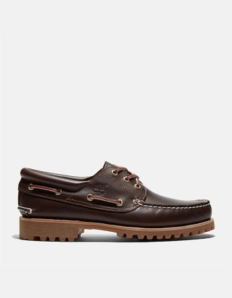 Timberland Mens Timberland Authentic 3-Eye Lug Handsewn Boat Shoe - Brown - Size: UK 10.5