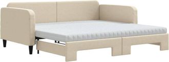 vidaXL Vidaxl - Sof&aacute; Cama Nido Con Colch&oacute;n Tela Crema 100x200 Cm