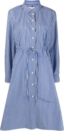 Tommy Hilfiger Stripe Midi Shirt Dress - Dames - Jurken - Blauw - Maat: XS Katoen