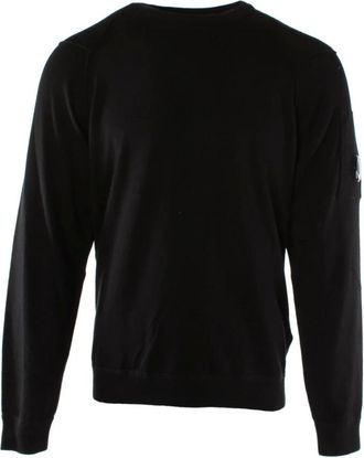 C.P. Company Sweatshirts, male, Black, Size: L Black Cotton Sweater Art 18cmkn026a