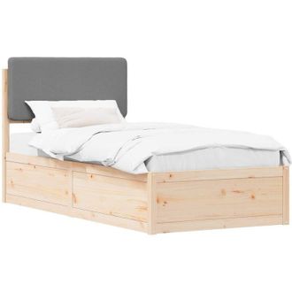 vidaXL Estructura De Cama Con Cabecera Tapizada Gris Claro 90 X 200 Cm Vidaxl