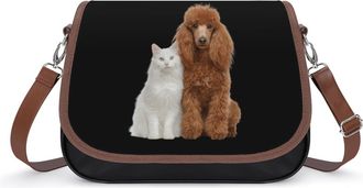 Generic Poodle Dog And Cat Womens Crossbody Bag Fashion Shoulder Handbags Message Tote Bag with Adjustable Strap