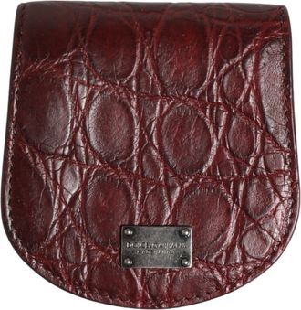 Dolce & Gabbana Burgundy Exotic Skin Condom Case Holder Pocket Mens Wallet