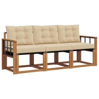vidaXL Conjunto De Sof&aacute;s De Exterior Con Coj&iacute;n 3 Pcs Natural Y Beige Vidaxl