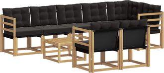 vidaXL Conjunto De Sof&aacute;s De Exterior 9 Uds. Blanco Y Negro Vidaxl