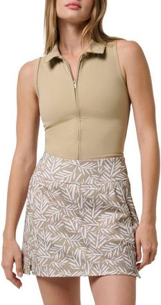 Travis Mathew Move Knit Sleeveless Zip Polo in Soft Taupe at Nordstrom, Size Xx-Large