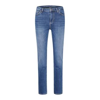 MY ESSENTIAL WARDROBE Jeans, Dames, Blauw, W29 L32, Katoen, Klassieke Straight Fit Jeans met Blauwe Wassing