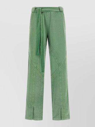 The Attico front slit trousers wide leg belt