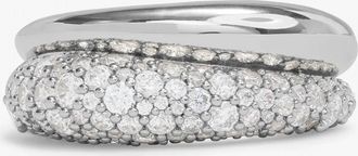 Melinda Maria Womens Norah Loves A Pave Double Ring In Silver/white