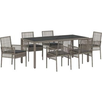 vidaXL Conjunto De Comedor De Jard&iacute;n 7 Pcs Gris Polirat&aacute;n Vidaxl