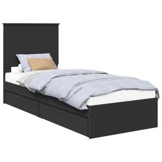 vidaXL Cama Con Almacenamiento Negro 75 X 190 Cm Madera De Ingenier&iacute;a Vidaxl