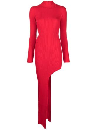 DAVID KOMA asymmetric cut-out gown - Red