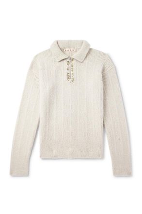 Marni Embroidered Wool and Cashmere-Blend Half-Zip Sweater