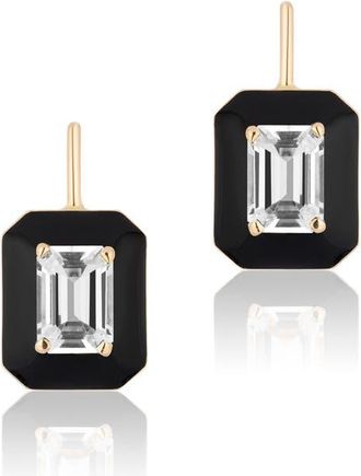 Goshwara Queen Emerald Cut Lever-Back Earrings in Black/clear at Nordstrom