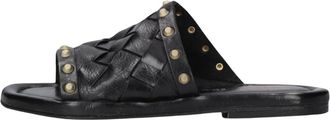 A.S.98 Zwarte Modieuze Slippers met Gouden Studs - Dames - Sandalen - Zwart - 37 EU - Schoenen