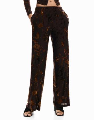 Desigual Pantaloni lunghi floccati marroni-Marrone