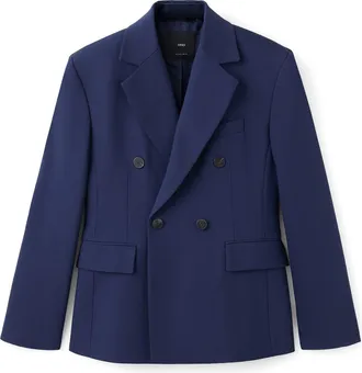 Mango Double Breasted Suit Blazer in Blue at Nordstrom, Size X-Small