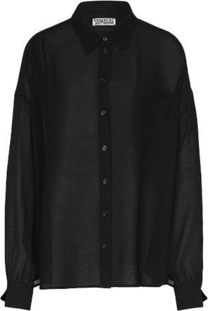 Essentiel Overhemden, Dames, Zwart, S, Ilorin Oversized Ruffle Shirt