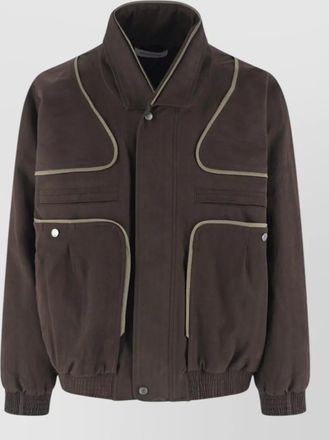 Kiko Kostadinov high collar coat contrast piping elasticated hem