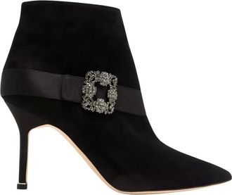 Manolo Blahnik Heeled Boots, female, Black, Size: 9 1/2 US Plinianu Ankle Boots
