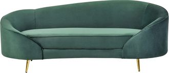 Beliani Beliani - Divano A 3 Posti Velluto Curvo Stile Glamour Verde Smeraldo E Oro Savar