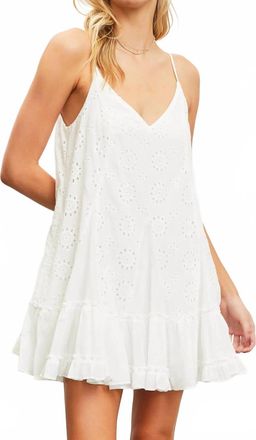 Mustard Seed Gingham Eyelet Dress In White