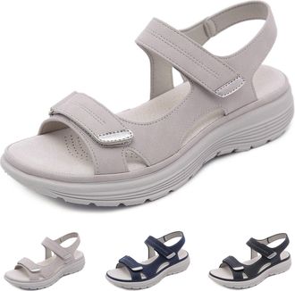 Generic Orthopedic Womens Sandals for Pain Relief - ErgoLiva, Elegant Flat Sandals with Closure Summer Comfortable Lightweight Open (Gray, Adult, Women, 4.5, 