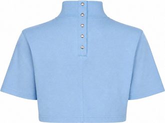 Alaia Womens Cropped T-Shirt Light Blue Cotton T-Shirts & Jerseys