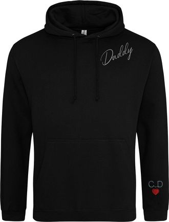 Generic Daddy Hoodie Personalised Embroidered Daddy Hoody with Initials, Dad with Childrens Initials on Sleeve, Birthday Present (UK, Alpha, L, Regular, Regul