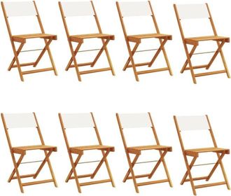 vidaXL Vidaxl - Folding Garden Chairs 8 pcs Cream White Fabric and Solid Wood