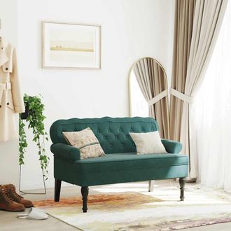 vidaXL Banco Con Respaldo Terciopelo Verde Oscuro 119,5x64,5x75 Cm Vidaxl