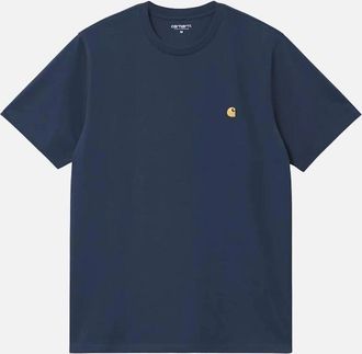Carhartt Work in Progress Mens Carhartt WIP S/S Chase T-Shirt - Jupiter/Gold - Navy - Size: 40