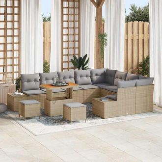 vidaXL Conjunto De Sof&aacute; De Jard&iacute;n 12 Pcs Beige Polirat&aacute;n Vidaxl