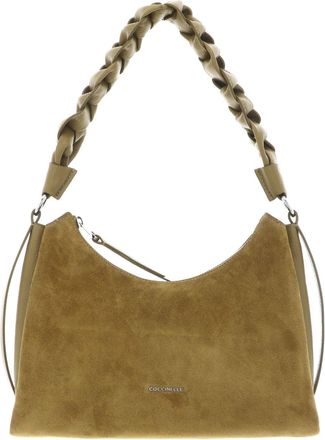 Coccinelle Leather shoulder bag Suede Bimaterial Shoulderbag Seagrass/Seagrass khaki