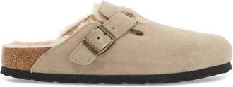 Birkenstock Boston Shearling Su&egrave;de Leren Klompen - Heren - Slip ons - Beige - 42 EU - Su&egrave;de - Schoenen