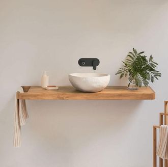 Sklum Conjunto De Mueble De Ba&ntilde;o 130x45 Cm Suspendido En Madera De Teca Neill Sklum