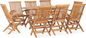vidaXL Set De Comedor De Jard&iacute;n Plegable 9 Pzas Madera Maciza De Teca Vidaxl