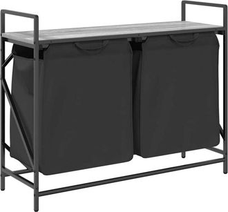 vidaXL Laundry Basket 2 Compartments with Shelf Grey Sonoma Vidaxl