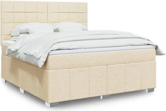 vidaXL Cama Box Spring Con Colch&oacute;n Tela Color Crema 180x200 Cm Vidaxl