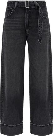 A Gold E Womens Jeans Cuffer Taper Grey Washed Effect - Dark Grey Recycled Material - Size 24 (Waist)