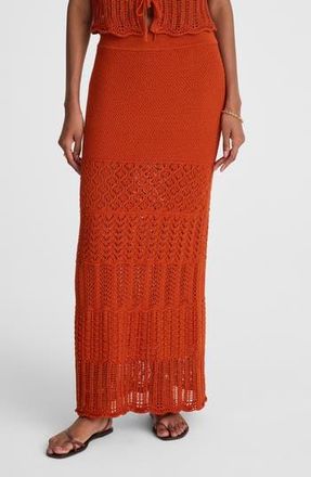 Madewell Pointelle Stitch Maxi Skirt in Rustic Flame at Nordstrom Rack, Size Xx-Large