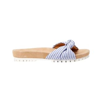 Jack Rogers Phoebe Knotted Comfort Slide White / Blue Stripe 124211SA08-468 Womens