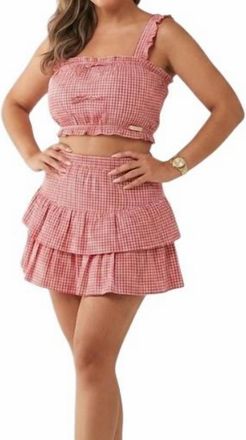 Iris Cropped Tank Top & Mini Skirt Set In Red