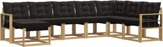 vidaXL Conjunto De Sof&aacute;s De Exterior 8 Uds. Blanco Y Negro Vidaxl