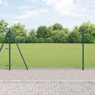 Berkfield Home Chain Link Fence with 13 Flanged Posts 1.2x25 m Galvanised Steel in Green