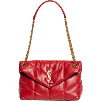 Saint Laurent Small Loulou Leather Puffer Bag in New Red Danger at Nordstrom