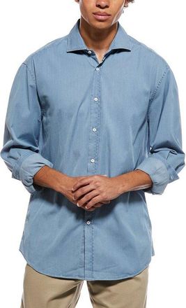 Brunello Cucinelli Light Blue Denim Button-Up Shirt, Size 3XL