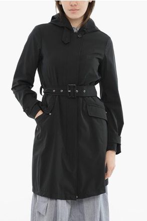 Woolrich Stretch Nylon Trench With Hood And Belt size Xxs