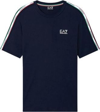 Emporio Armani Gedruid T-shirt met Ronde Hals en Korte Mouwen - Heren - T-shirts - Blauw - XS - Katoen - Tops