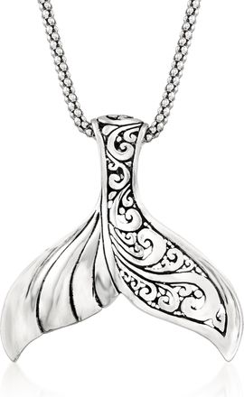 Ross-Simons Sterling Silver Bali-Style Whale Tail Pendant Necklace